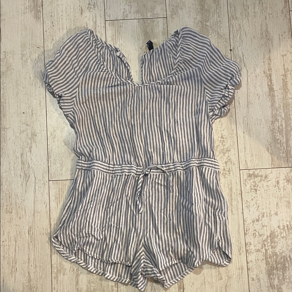 Universal Thread Blue and White Striped Womens One-Piece Romper